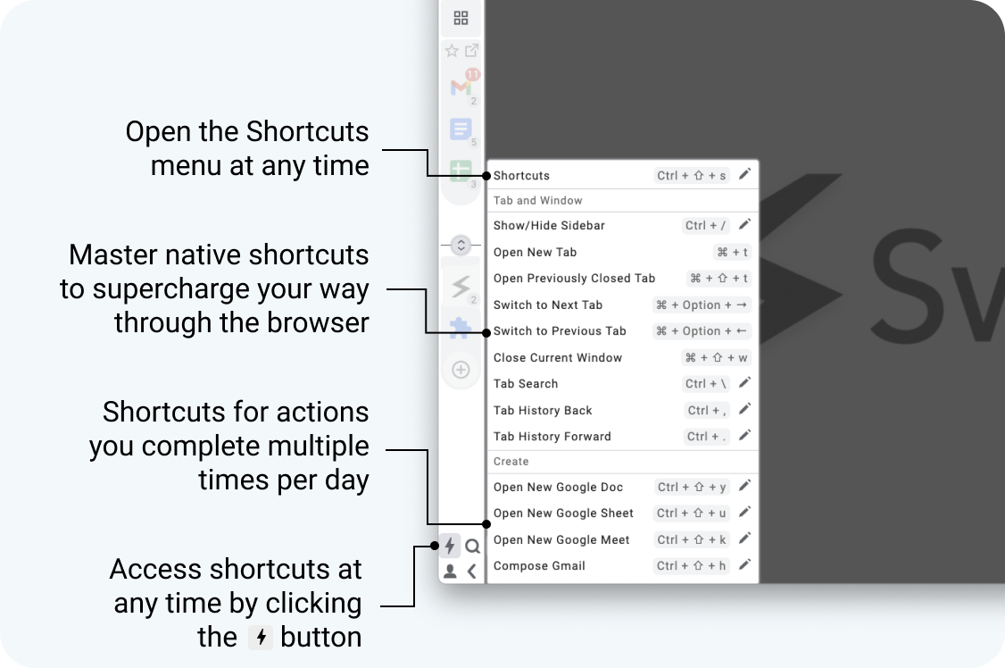Supercharged shortcuts in Switch