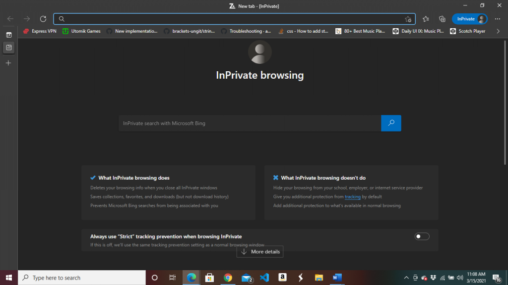 microsoft edge inPrivate window